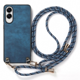 Coque à Cordon Samsung Galaxy S25 Edge Effet Cuir Vintage