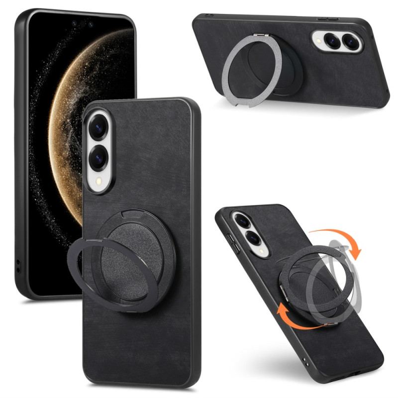 Coque Samsung Galaxy S25 Edge Effet Daim avec Support Rotatif à