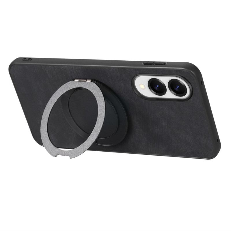 Coque Samsung Galaxy S25 Edge Effet Daim avec Support Rotatif à