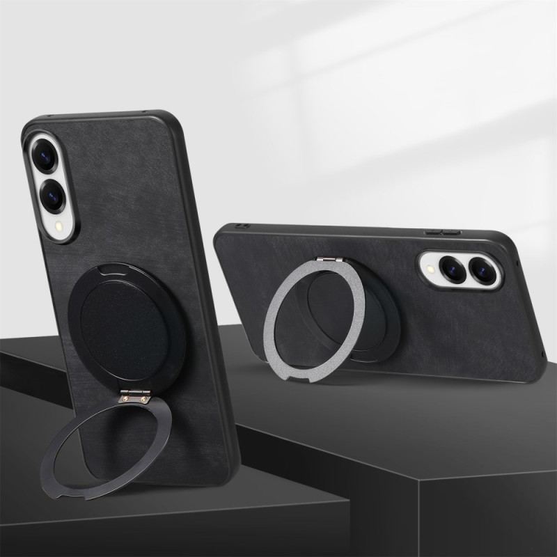 Coque Samsung Galaxy S25 Edge Effet Daim avec Support Rotatif à