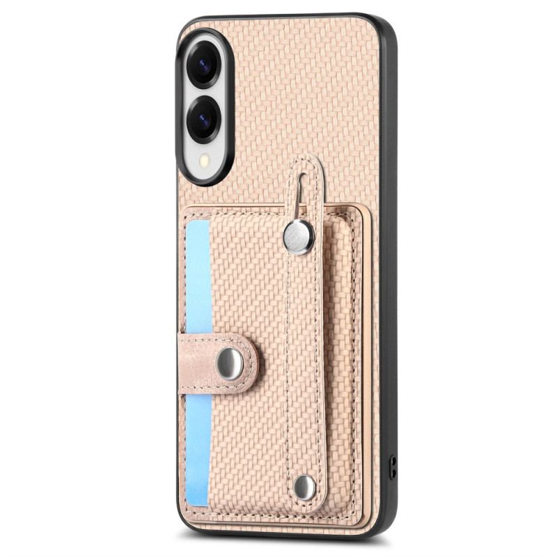 Coque Samsung Galaxy S25 Edge Fibre Carbone avec Porte-Cartes et Sangle-Support