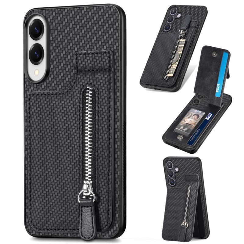 Coque Samsung Galaxy S25 Edge Fibre Carbone Porte-Cartes et Porte-Monnaie