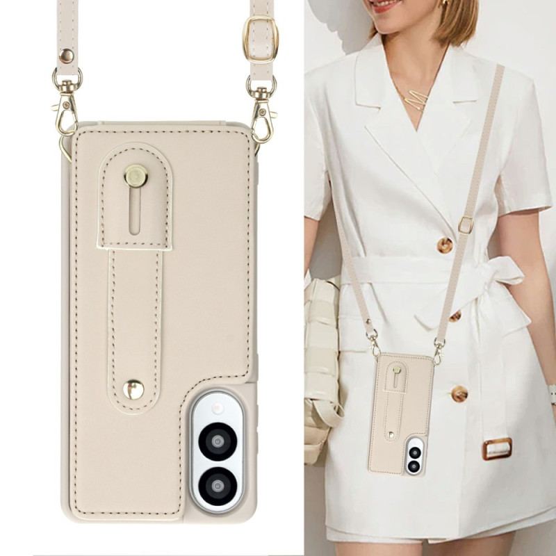 Coque Samsung Galaxy S25 Edge Porte-Cartes avec Sangle et bandoulière