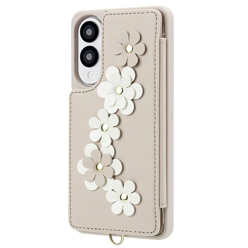 Coque Samsung Galaxy S25 Edge Porte-Cartes Floral à Lanière