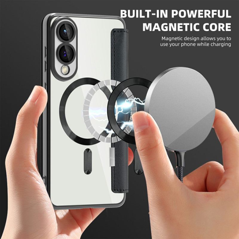 Flip Cover Samsung Galaxy S25 Edge Compatible MagSafe avec Blocage RFID