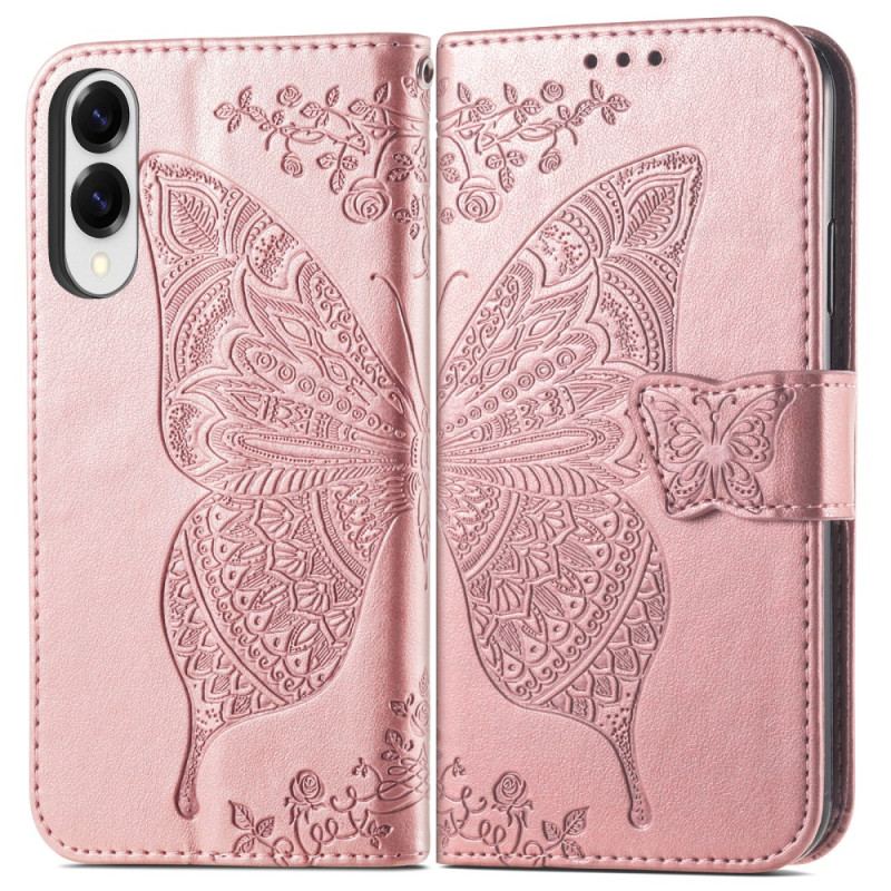 Housse Samsung Galaxy S25 Edge Papillon Baroque avec Dragonne