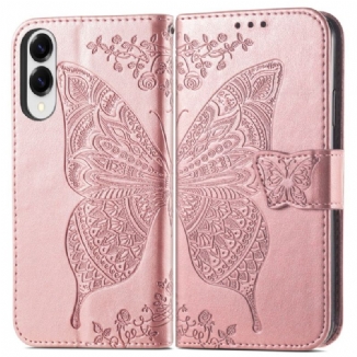 Housse Samsung Galaxy S25 Edge Papillon Baroque avec Dragonne
