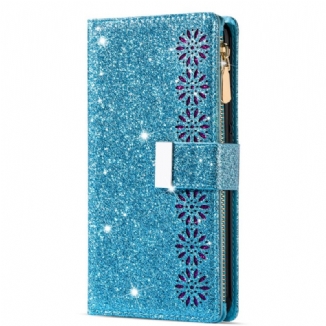 Housse Samsung Galaxy S25 Edge Portefeuille Paillettes à Lanière