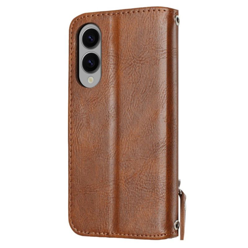 Housse Samsung Galaxy S25 Edge Portefeuille Vintage avec Lanière et Bandoulière