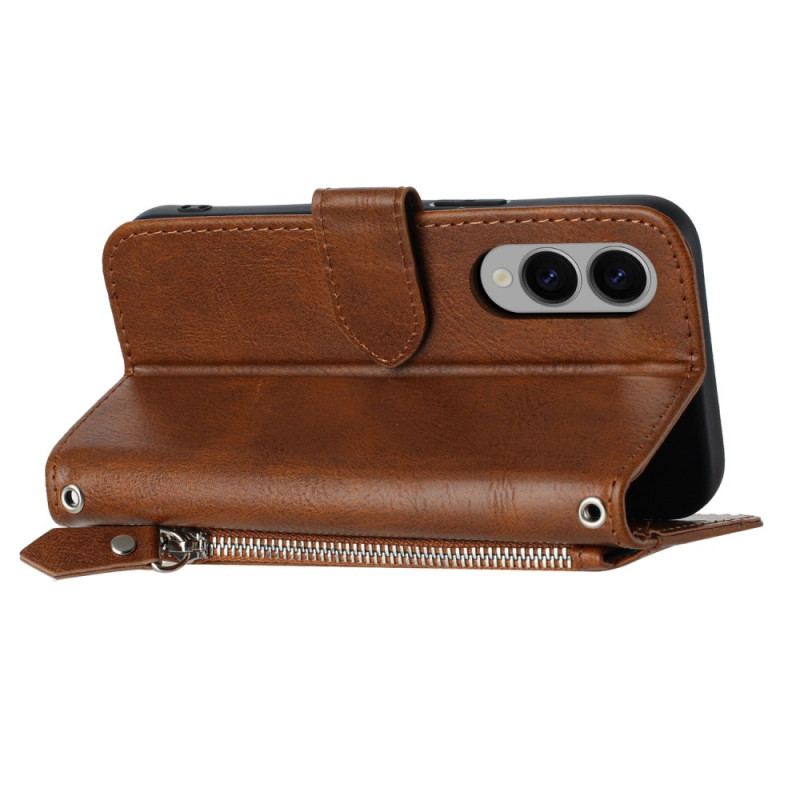 Housse Samsung Galaxy S25 Edge Portefeuille Vintage avec Lanière et Bandoulière