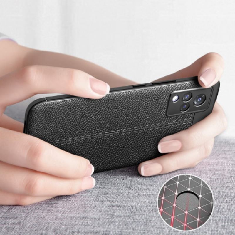 Coque Vivo V21 5G Effet Cuir Litchi Double Line