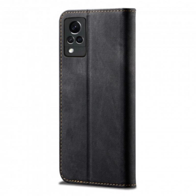 Flip Cover Vivo V21 5G Simili Cuir Texture Jeans