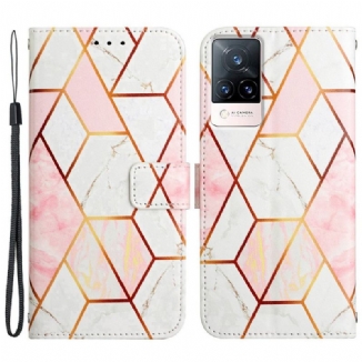 Housse Vivo V21 5G Marbre avec Lanière
