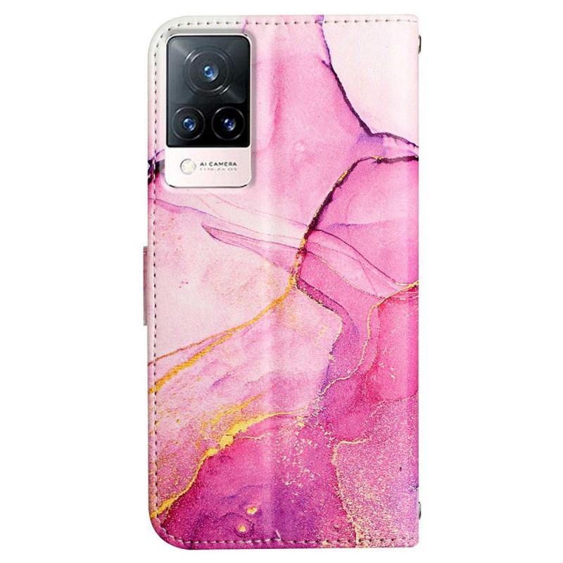 Housse Vivo V21 5G Marbre avec Lanière