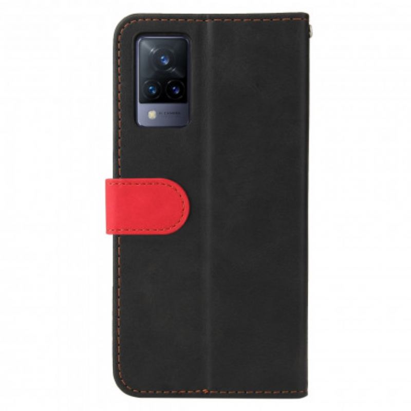 Housse Vivo V21 5G Simili Cuir Bicolore Coloré