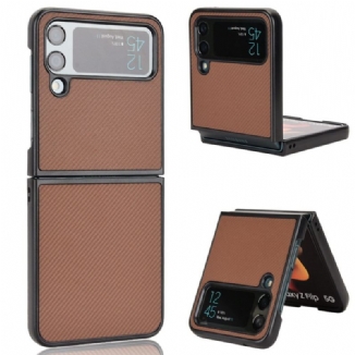 Coque Samsung Galaxy Z Flip 4 Effet Cuir Texture Fibre Carbone