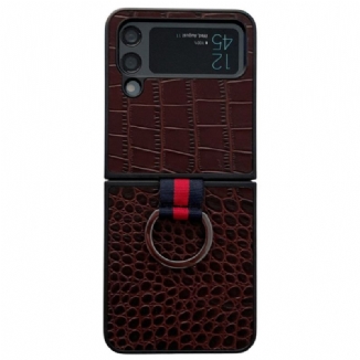Coque Samsung Galaxy Z Flip 4 Style Crocodile et Anneau