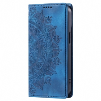 Flip Cover iPhone 16 Pro Max Effet Daim Mandala