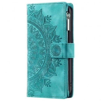 Housse iPhone 16 Pro Max Portefeuille Effet Daim Mandala