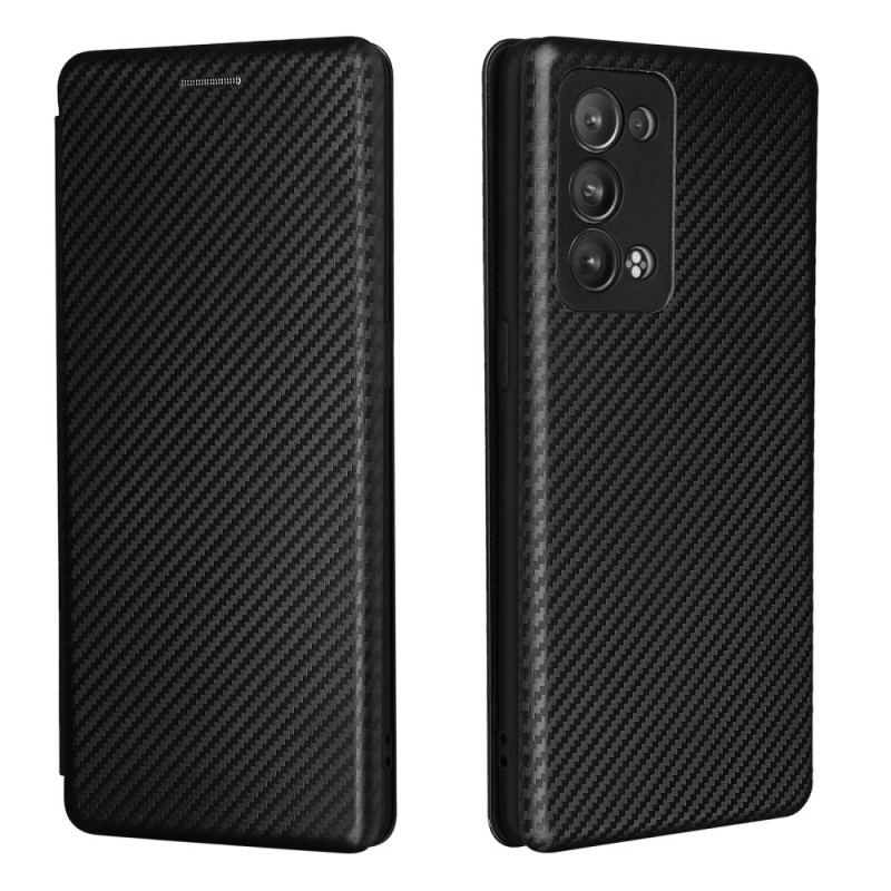 Flip Cover Oppo Reno 6 Pro 5G Fibre de Carbone et Sangle