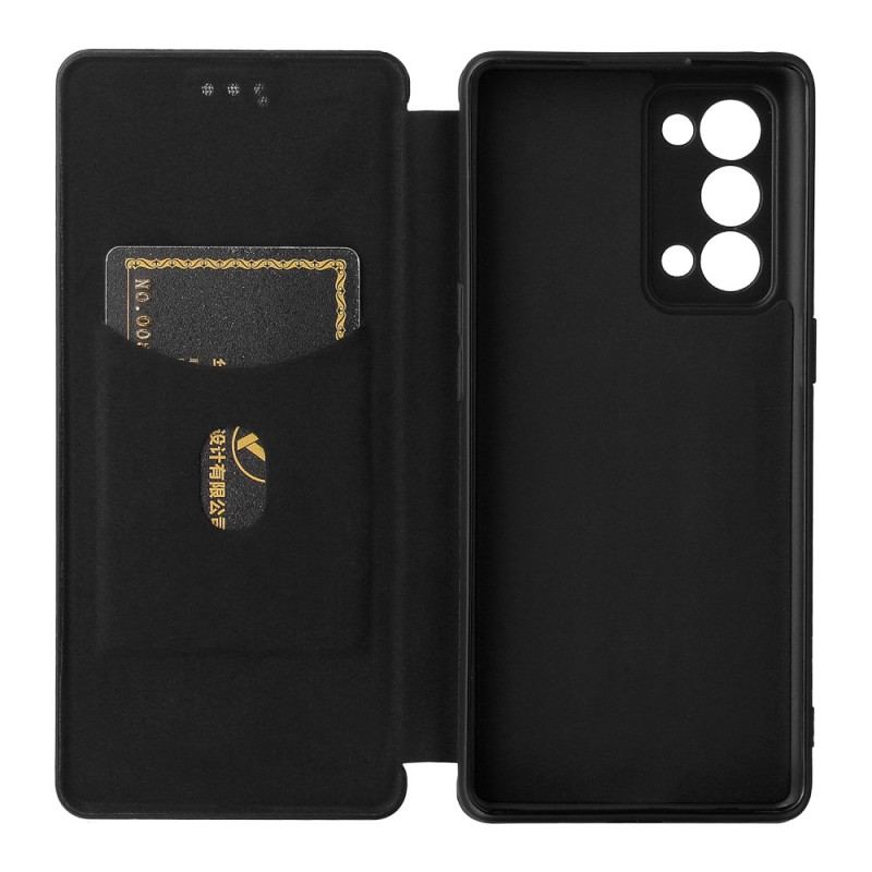 Flip Cover Oppo Reno 6 Pro 5G Fibre de Carbone et Sangle