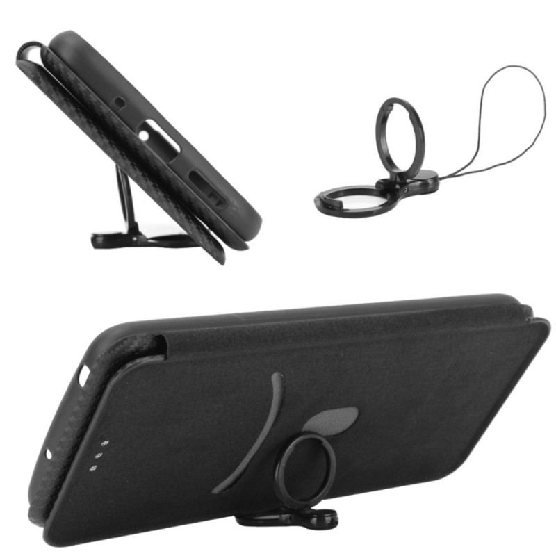 Flip Cover Oppo Reno 6 Pro 5G Fibre de Carbone et Sangle