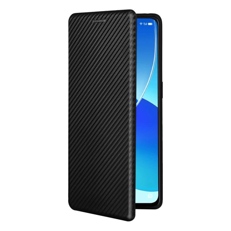 Flip Cover Oppo Reno 6 Pro 5G Fibre de Carbone et Sangle