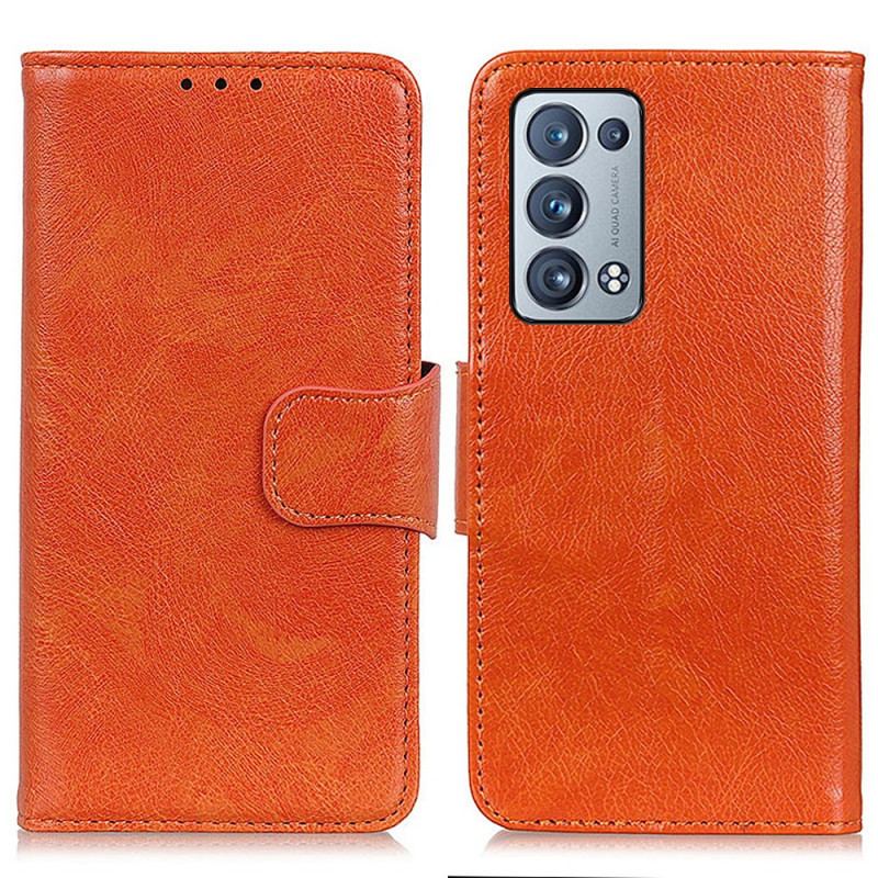 Housse Oppo Reno 6 Pro 5G Cuir Nappa Fendu Orange