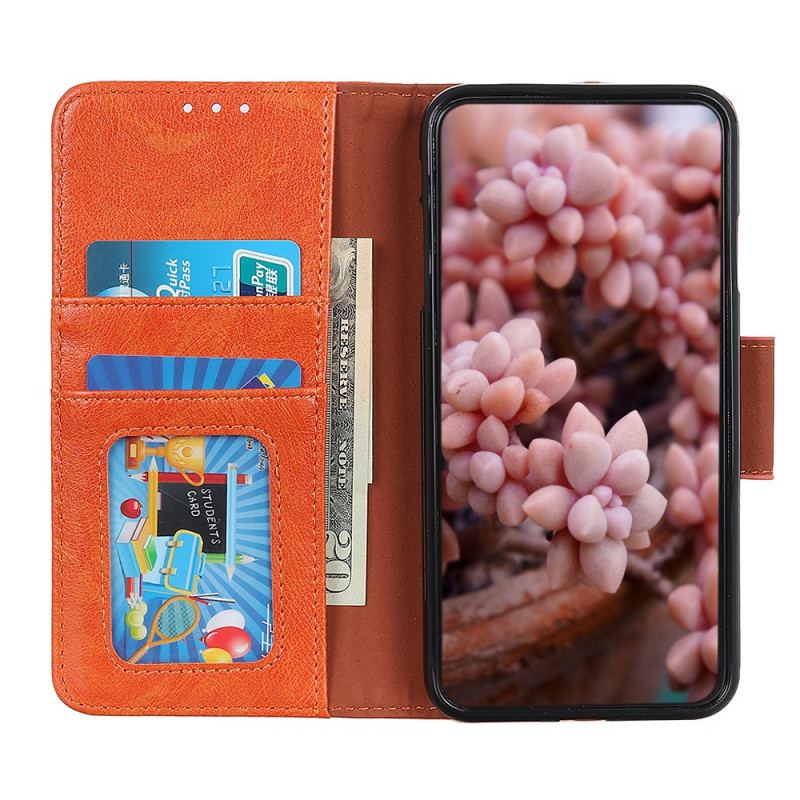 Housse Oppo Reno 6 Pro 5G Cuir Nappa Fendu Orange