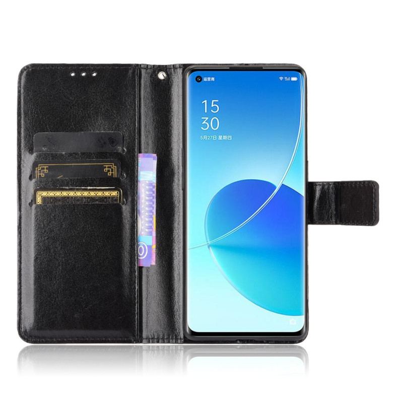 Housse Oppo Reno 6 Pro 5G Texture Lisse Lanière et Fermoir