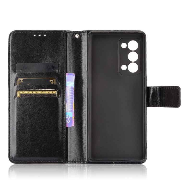 Housse Oppo Reno 6 Pro 5G Texture Lisse Lanière et Fermoir