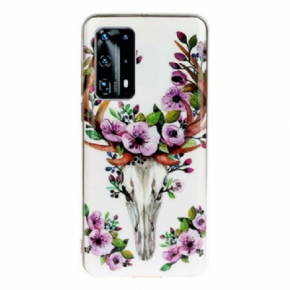 Coque Huawei P40 Pro Wapiti Fleuri Fluorescente