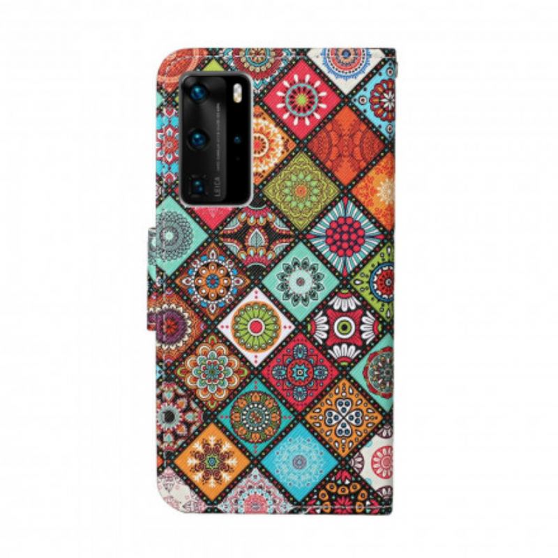Housse Huawei P40 Pro Patchwork Mandalas avec Lanière