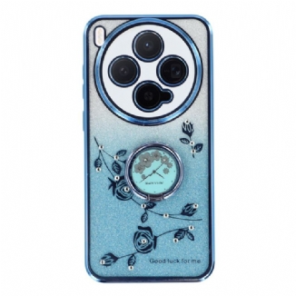 Coque Vivo X300 Anneau-Support Fleurs et Strass KADEM