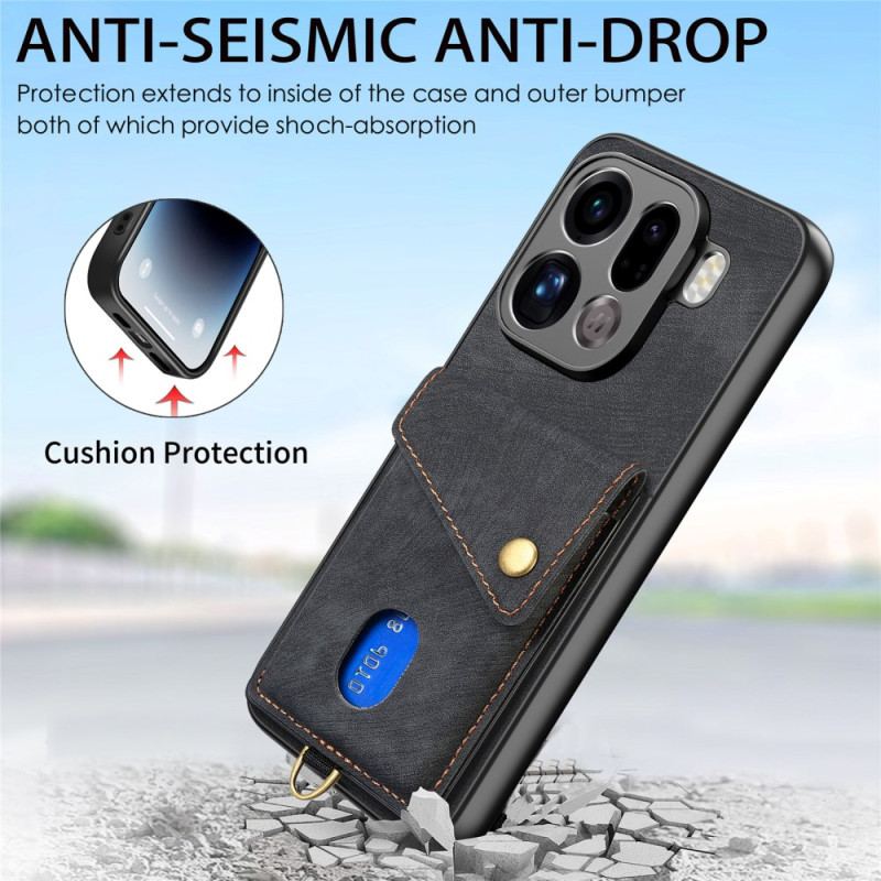 Coque Oppo Find X9 Pro 5G Porte-Cartes et Lanière