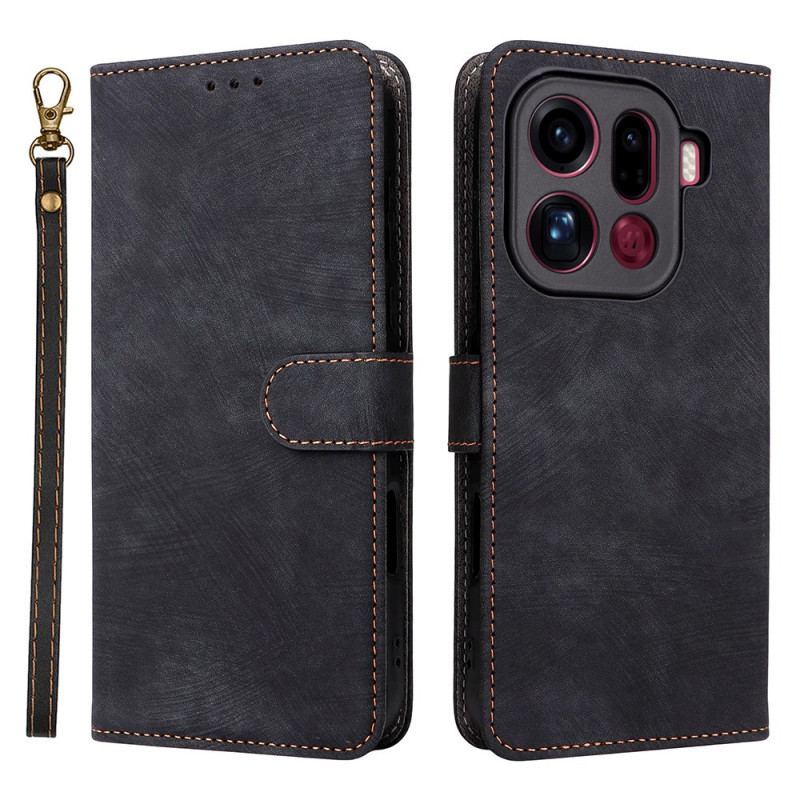 Housse Oppo Find X9 Pro 5G Effet Daim à Lanière