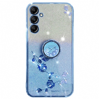 Coque Samsung Galaxy A16 4G / 5G Anneau-Support Fleurs et Strass KADEM