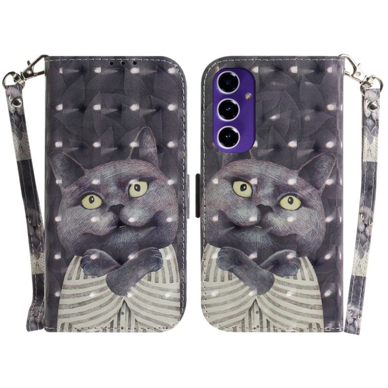 Housse Samsung Galaxy A16 4G / 5G Chat Gris à Lanière