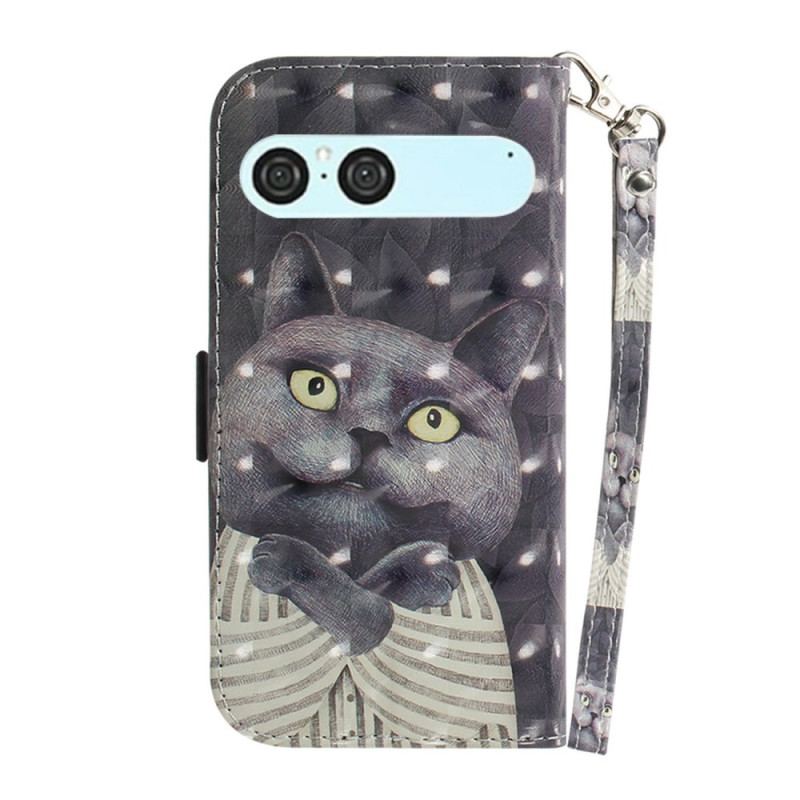 Housse Sony Xperia 10 VII Chat Gris à Lanière