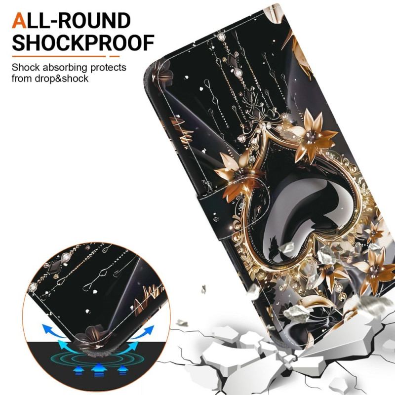 Housse Sony Xperia 10 VII Cœur Noir et Or