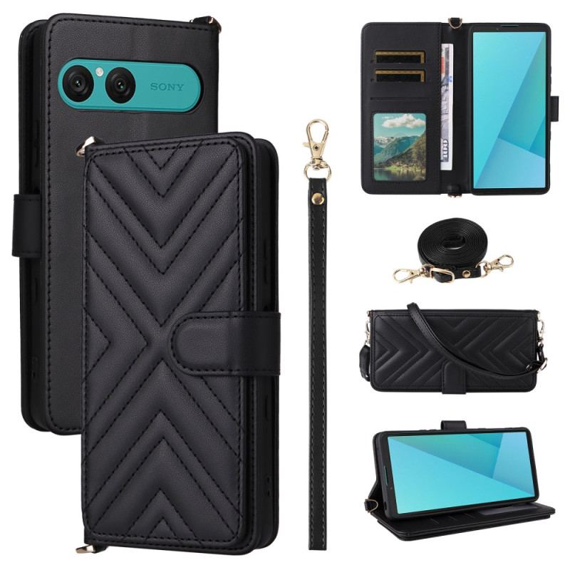 Housse Sony Xperia 10 VII Matelassée avec Lanière et Dragonne