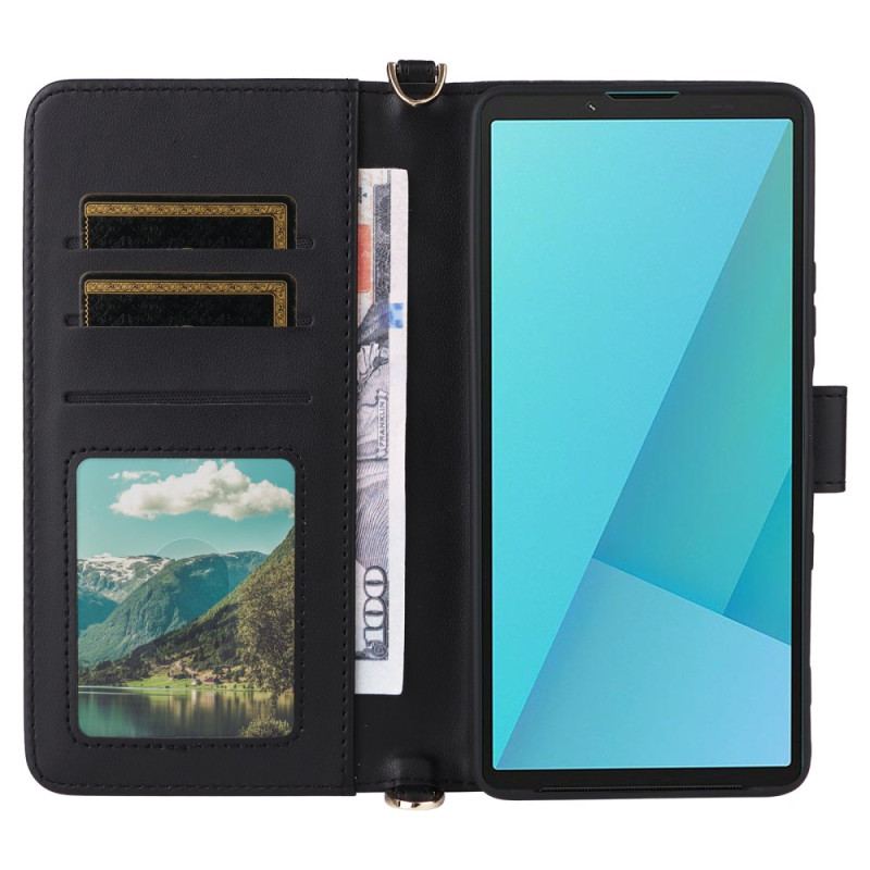 Housse Sony Xperia 10 VII Matelassée avec Lanière et Dragonne