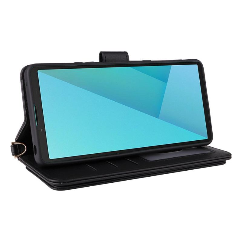 Housse Sony Xperia 10 VII Matelassée avec Lanière et Dragonne