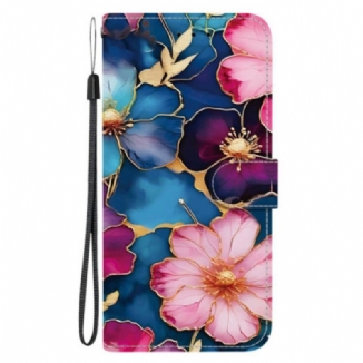 Housse Sony Xperia 10 VII Motif Floral Bleu et Or
