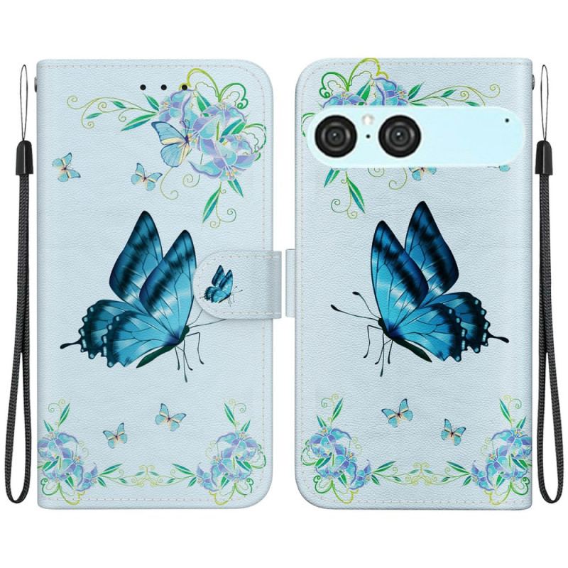 Housse Sony Xperia 10 VII Papillon Bleu et Fleurs