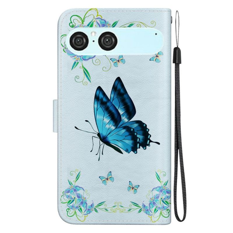 Housse Sony Xperia 10 VII Papillon Bleu et Fleurs