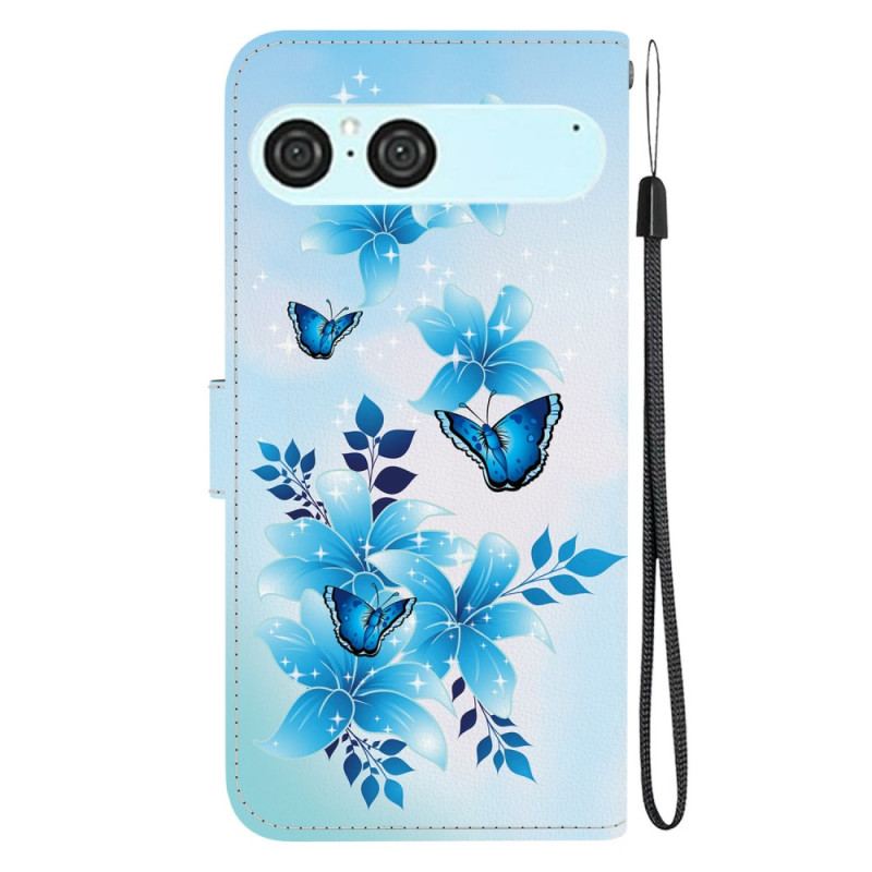 Housse Sony Xperia 10 VII Papillons Bleus et Fleurs