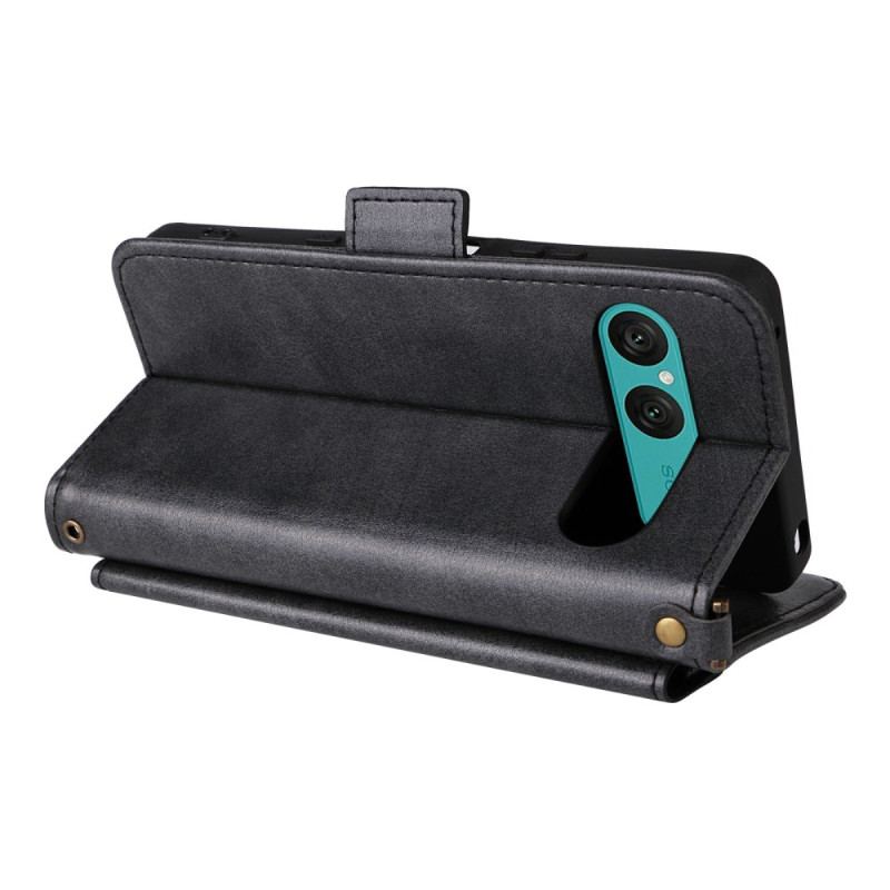 Housse Sony Xperia 10 VII Portefeuille avec Bandoulière