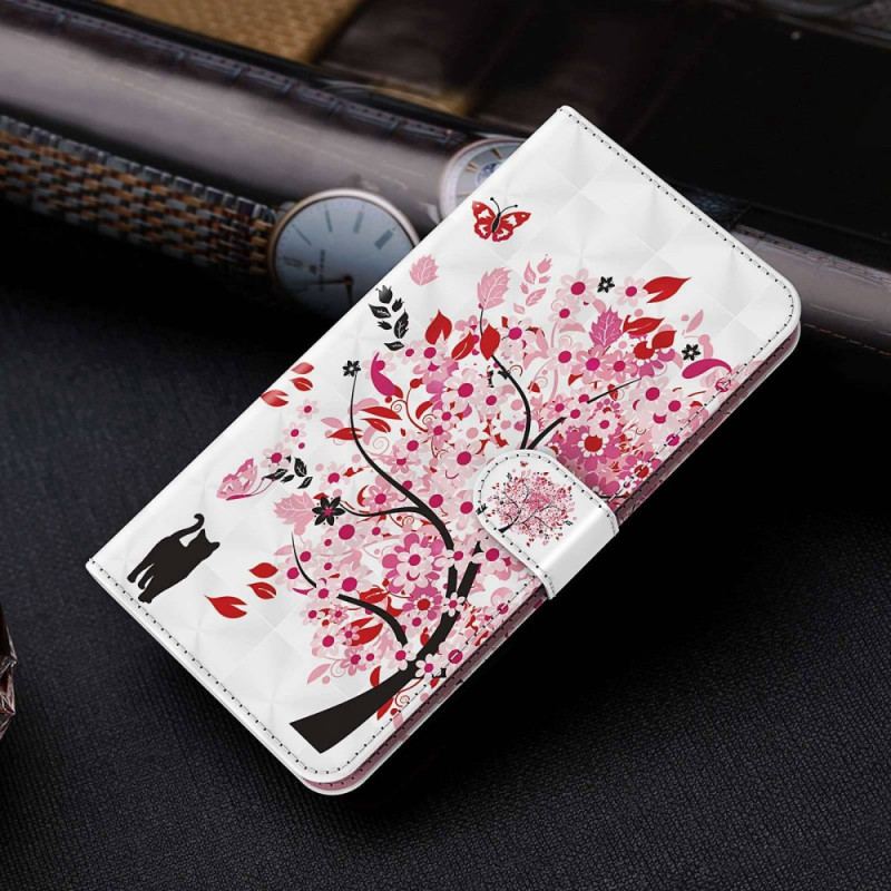 Housse Xiaomi Redmi A1 Arbre et Chat à Lanière