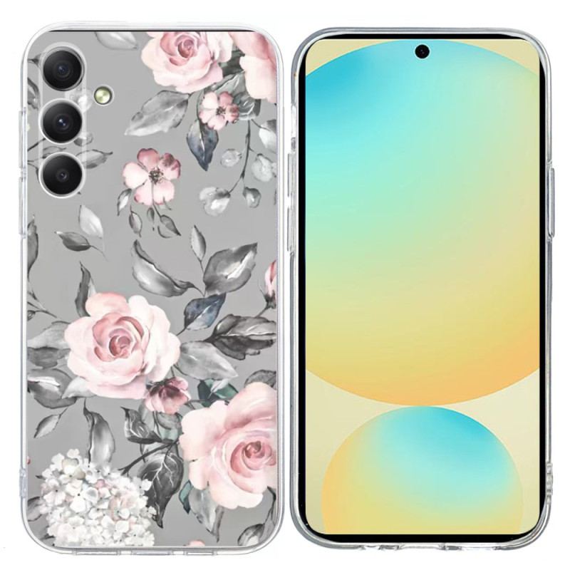 Coque Samsung Galaxy A17 4G / 5G Motif Floral Gris